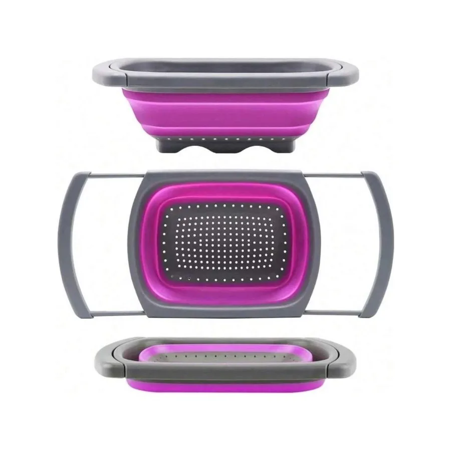 

【New style】Colander Collapsible, Colander Strainer Over The Sink Vegetable Fruit Strainer Basket 6 Quart With Extendable Handle
