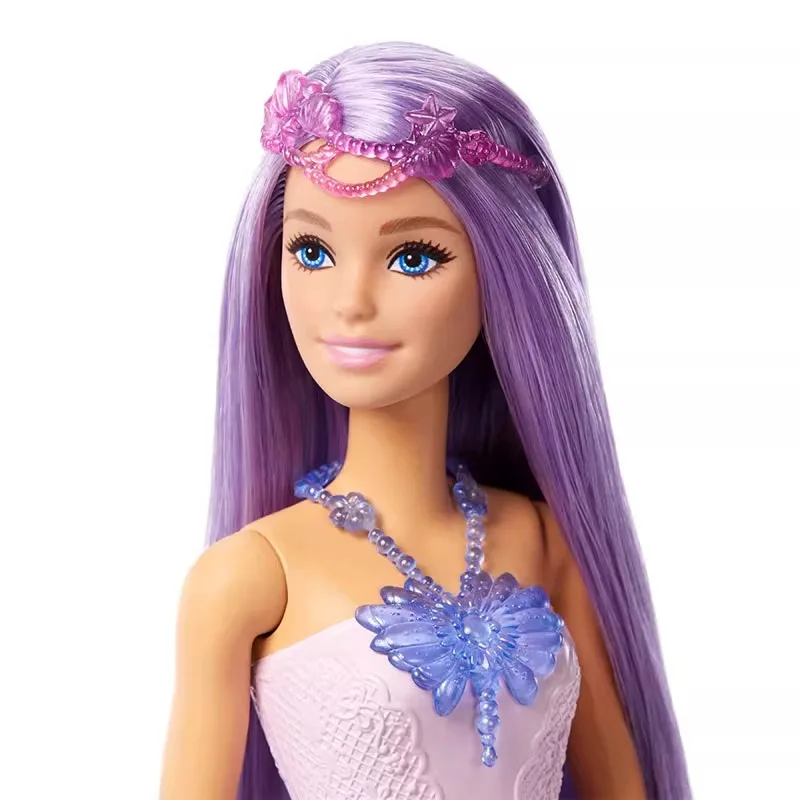 Barbie Doll Mermaid Toy for Girls Pink Fantasy Ocean Princess Movable Joints Shell Hair Accessories Fish Tail Dress up Playset