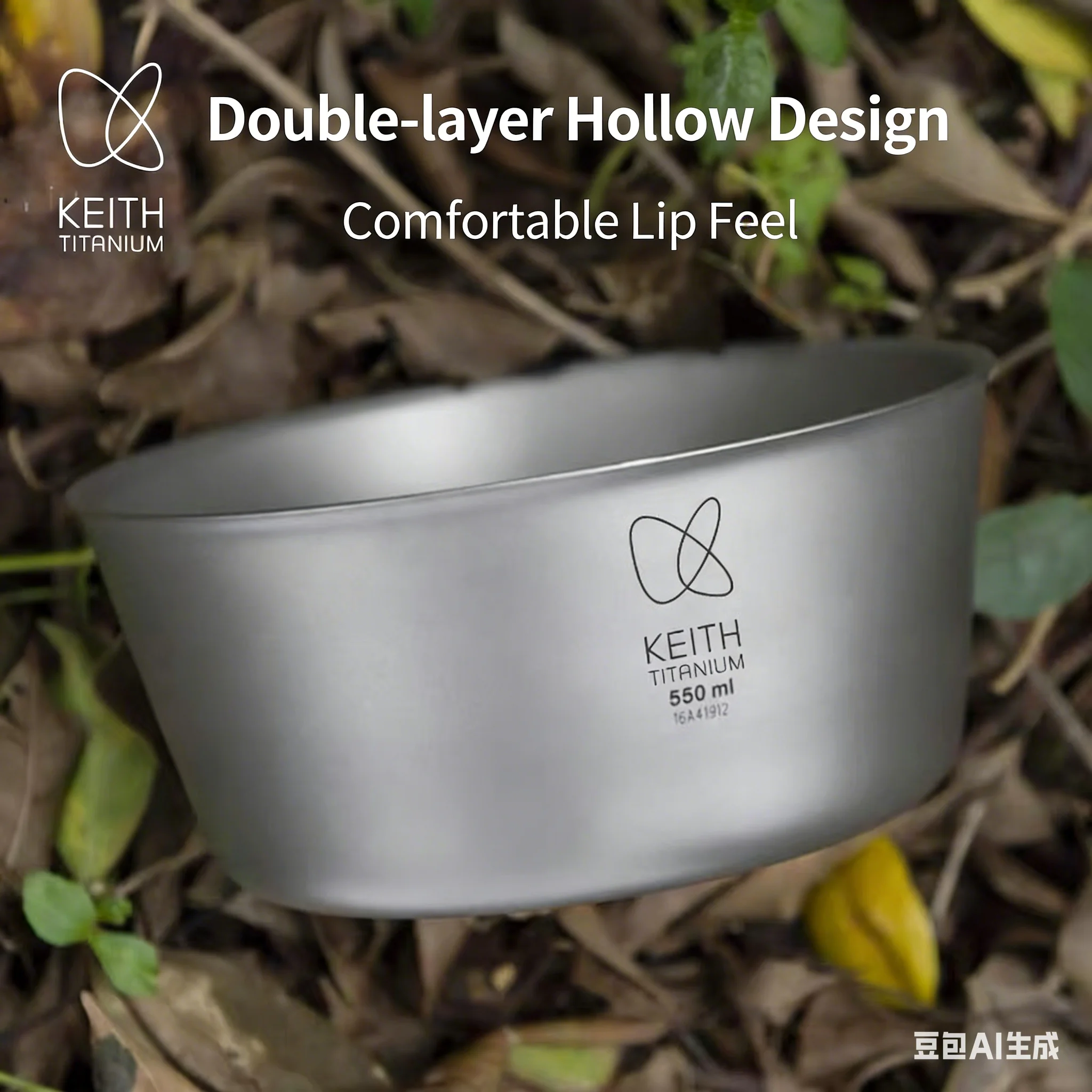 

Чаша Keith Pure Titanium с двойными стенками 250/550/850 мл, легкая теплоизоляционная противоожоговая чаша для посуды для кемпинга на открытом воздухе