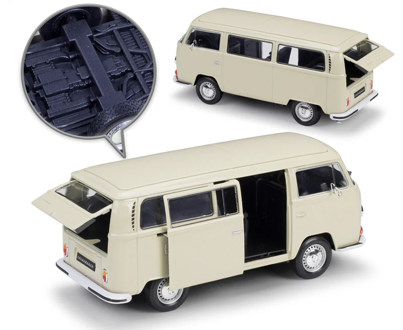 WELLY Diecast 1:24 Scale Car Toys 1972 Volkswagen T2 Bus Model Car Simulator Alloy Metal ClassicToy Car For Kid Gift Collection