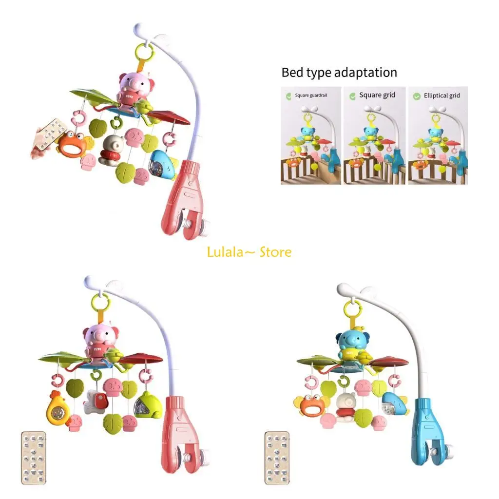 Y4QA Rotating Baby Crib Mobile Soothing Sleep Toy Teething Rattle For Infant Visual and Auditory Stimulation Comfort Toy