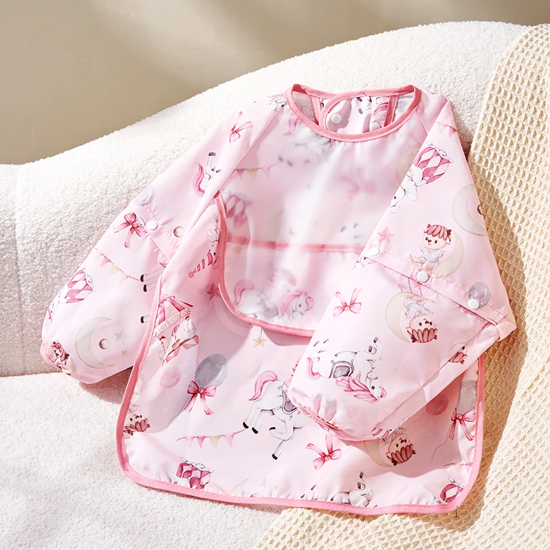 

Водонепроницаемые детские нагрудники OUYUN: милые фартуки с длинными рукавами для кормления и рисования для малышей