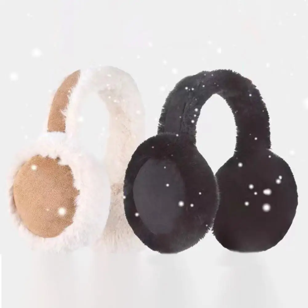 Solid Color Soft Plush Ear Warmer Winter Warm Earmuffs Fashion Ear Cover Outdoor Cold Ear Muffs Folding Earflap