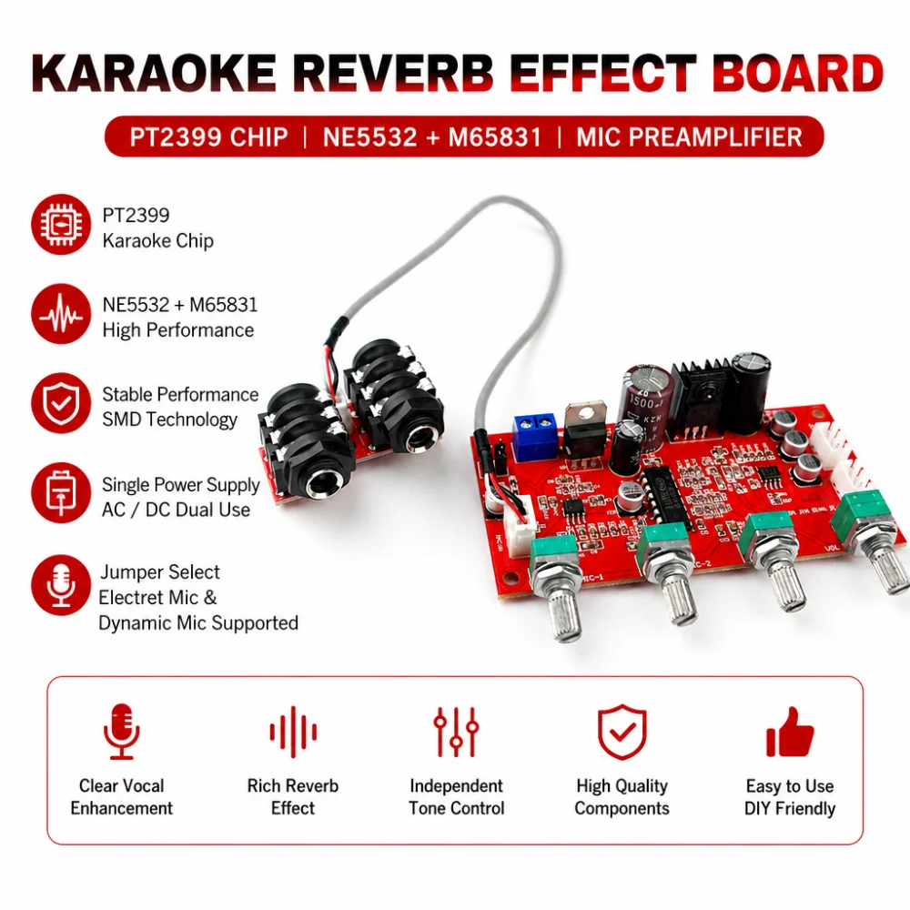 Karaoke Board AC6V-15V/DC7-24 Digitale Mikrofon Verstärker Bord M65831 Audio Verstärker Mikrofon Bord