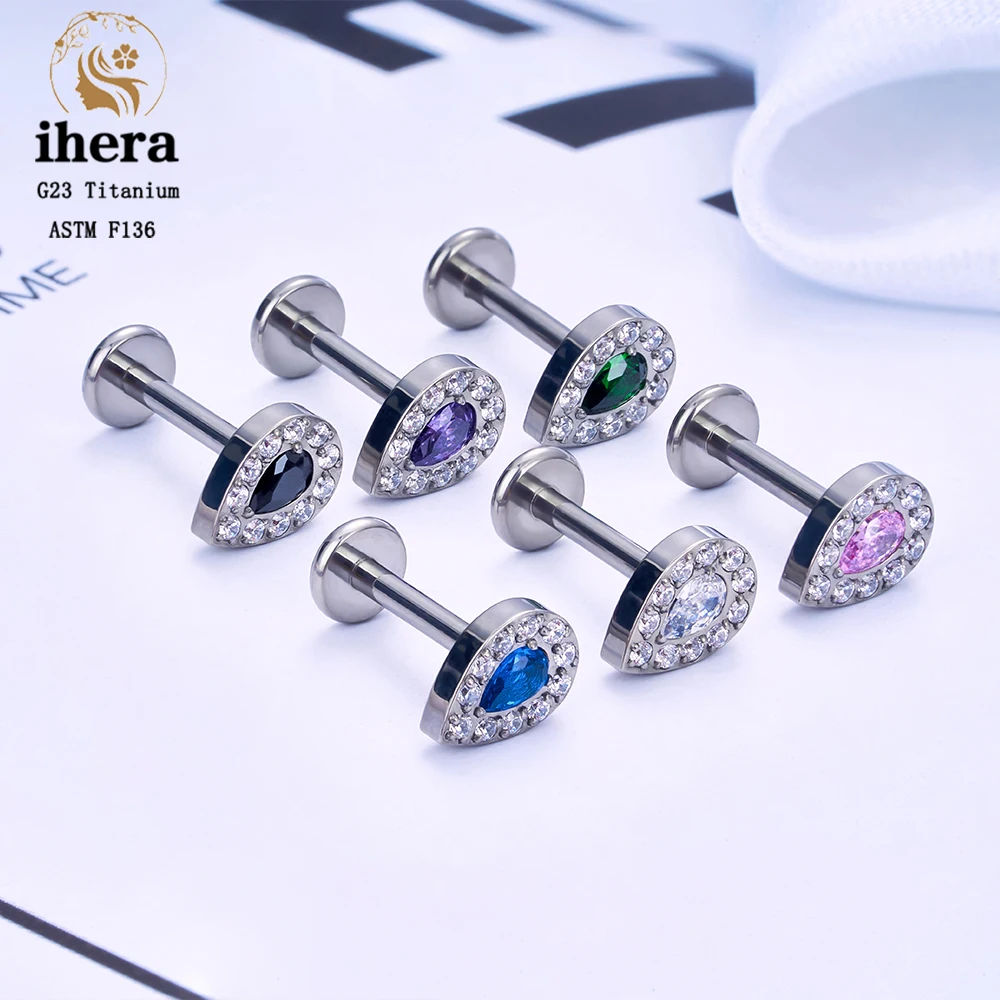 G23 Titanium Butterfly Heart Shape Piercing Ear Stud 16G CZ Tragus Cartilage Helix Conch Pierc Stud Earrings Women Body Jewelry