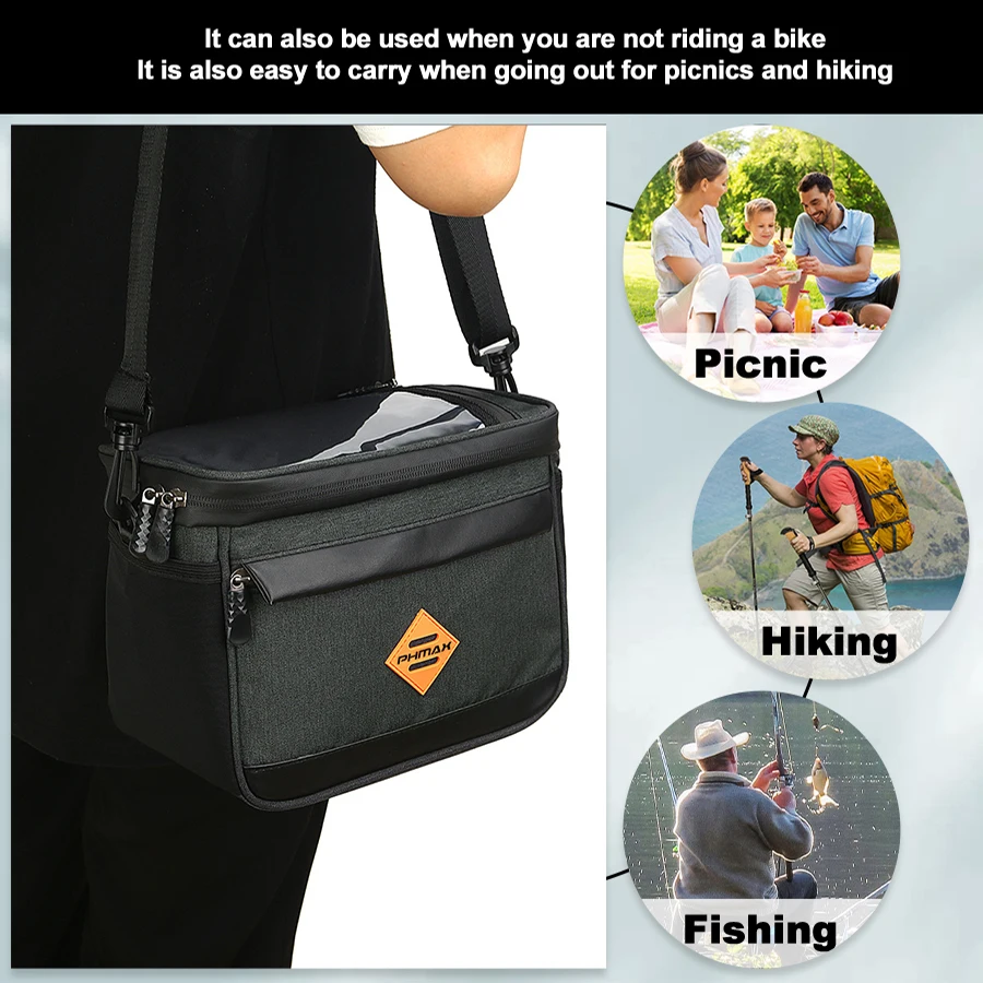 PHMAX Waterproof Bicycle Front Frame Bag Touch Screen Bicycle Phone Holder Multifunctional Portable Shoulder Bag Bike Bag 2024