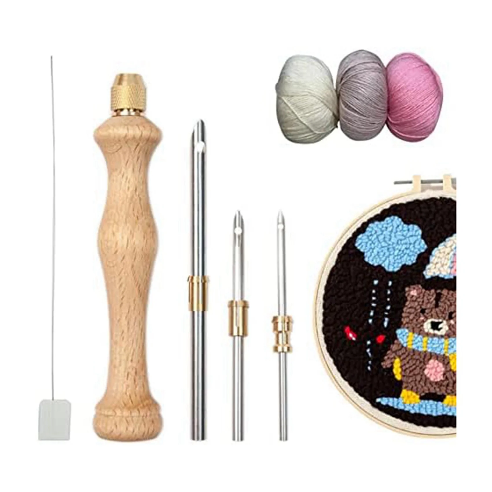 2X Punch Needle Rug Punch Needle Embroidery Punch Needle Set DIY Craft Needlework Punch Needle For Stitching Applique