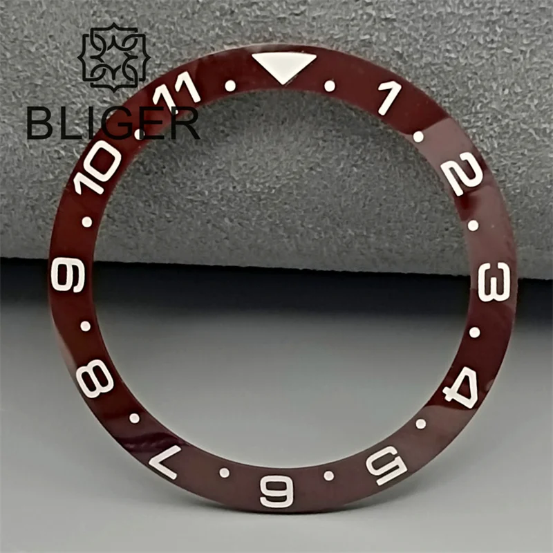 BLIGER 38mm Outer Diameter Watch Bezel Blkac Blue Brown Color Ceramic Yellow Green Red Aluminumn Insert Fit 40mm 41mm Watch Case