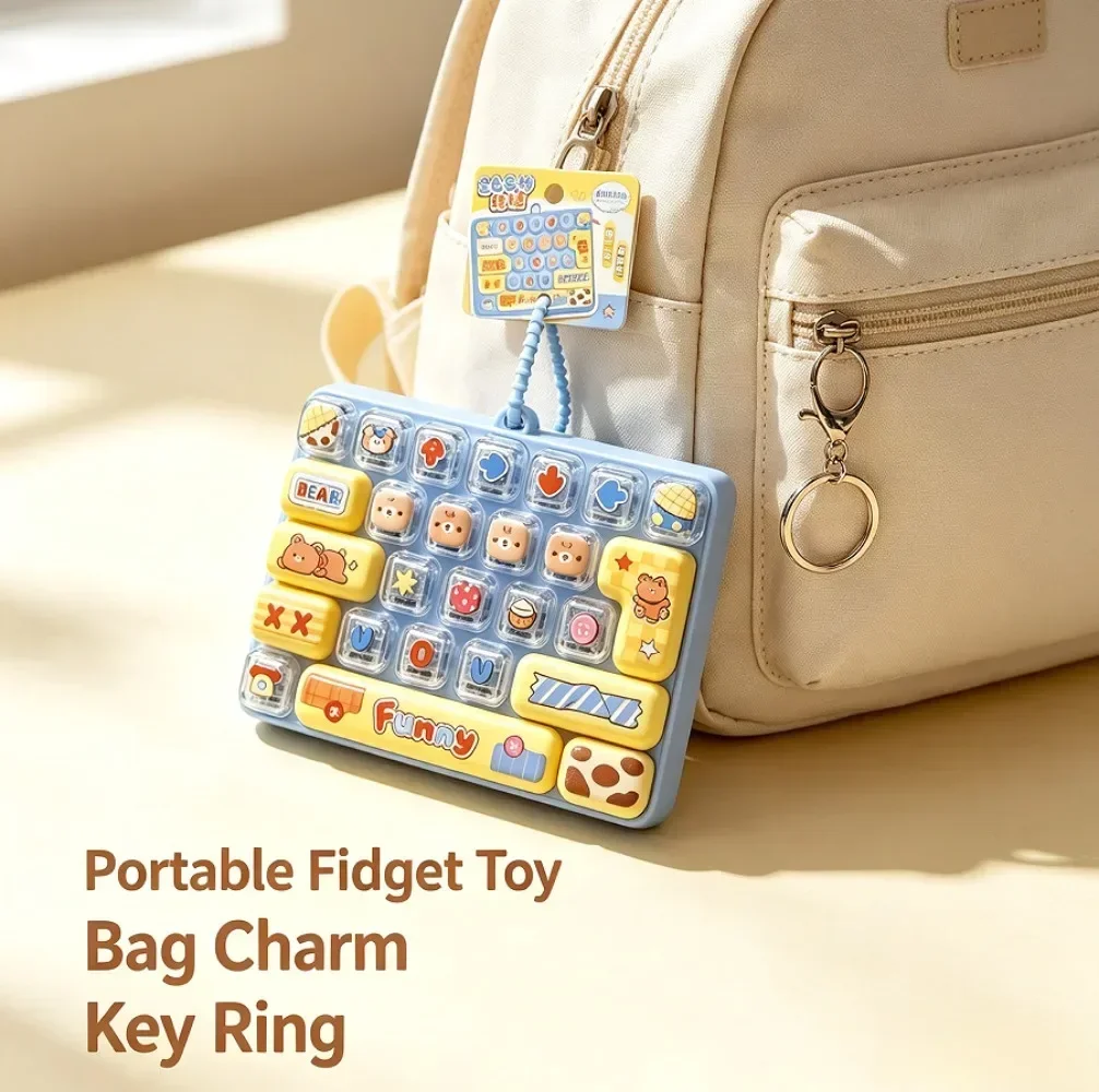 Niedlicher Makronen-Farbiger 26-Tasten Fidget Clicker Schlüsselanhänger, Stressabbau Mini-Tastatur Spielzeug, Tragbarer Taschenanhänger Fingerspitzen-Sensorik-Spielzeug – Detail 4