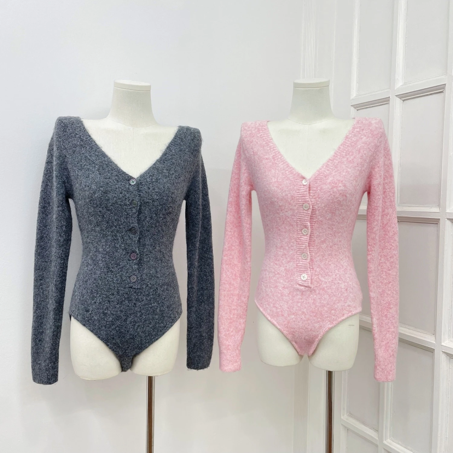 

Облегающий вязаный комбинезон для женщин, жилет Long Sve V-Ne, осень-зима, внутренняя одежда, топ на пуговицах YUANZIV