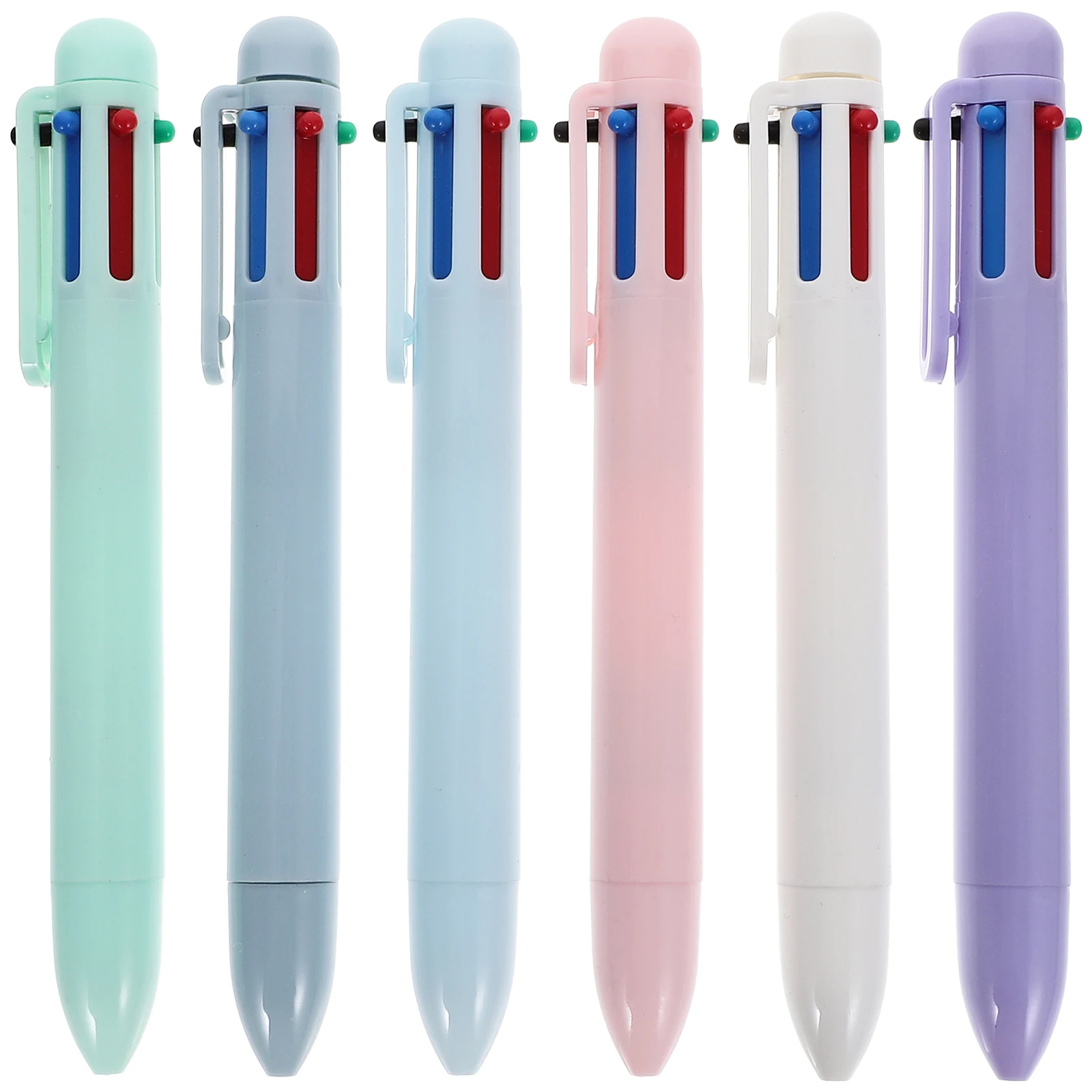 

6pcs Macaron Ballpoint Pen Ergonomic Comfortable Handle Smooth Writing Student Pens Bulk School Supplies For