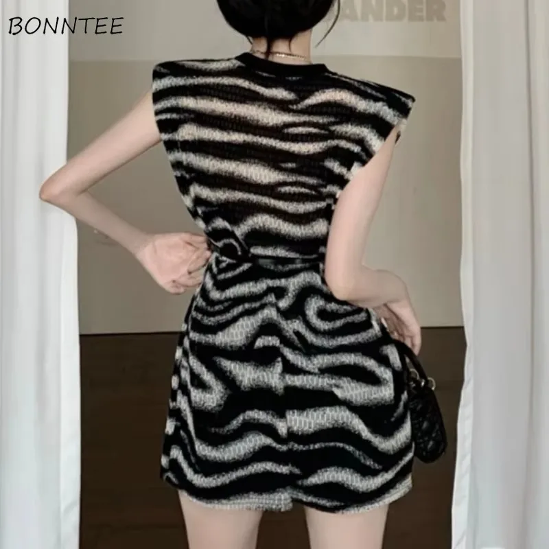 Mini Sukienki Bez Rękawów Damskie Dekolt O-neck Modne Miękkie Młodzieżowe Codzienne Ubrania High Street Letnie Fajne Dziewczęce Popularne Ins Harajuku