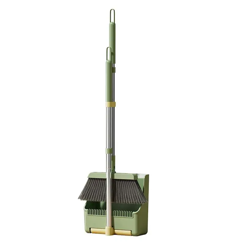 Broom With Dust Pan Lightweight 180 Rotating Broom And Dustpan Combo Portable Upright Stand Up Broom Kit For Lobby Garden Garage