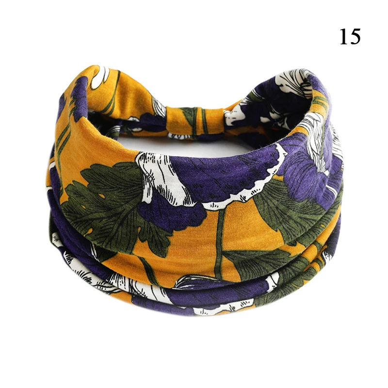 Diademas anchas con estampado de flores para mujer y niña, turbante elástico con nudo Vintage, Bandana suave de algodón, accesorios para el cabello, novedad