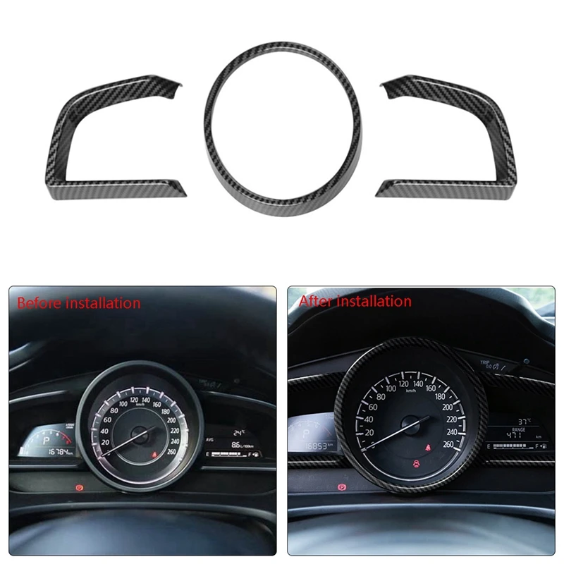 9X For Mazda 3 Axela 2014-2018 Carbon Fiber Dashboard Interior Instrument Frame Cover Trim