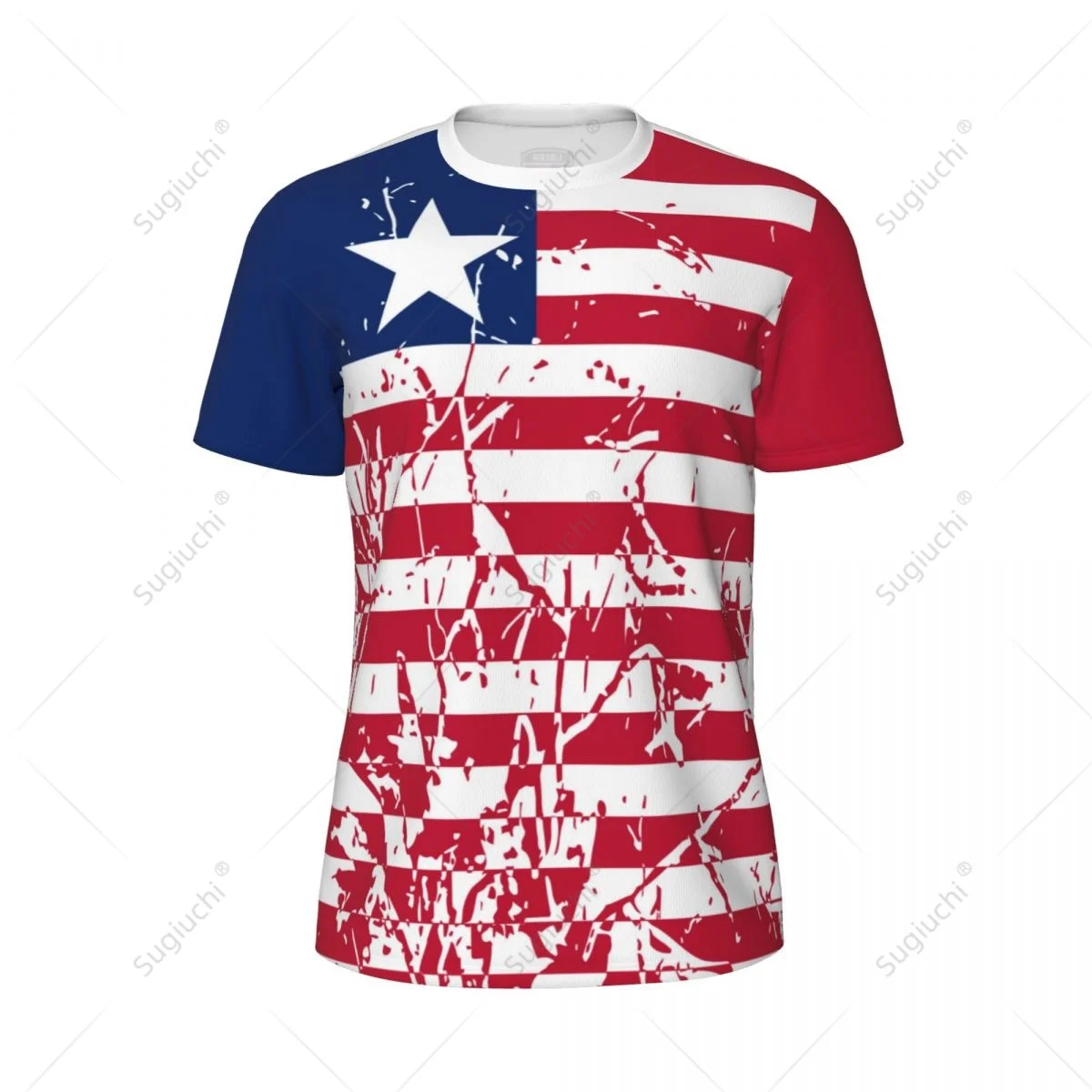 Exclusive design Liberia Flag Grain 3D Printed Men For Running Bike Soccer Tennis Fitness Sports tshirt Mesh Fans Short T-shirt