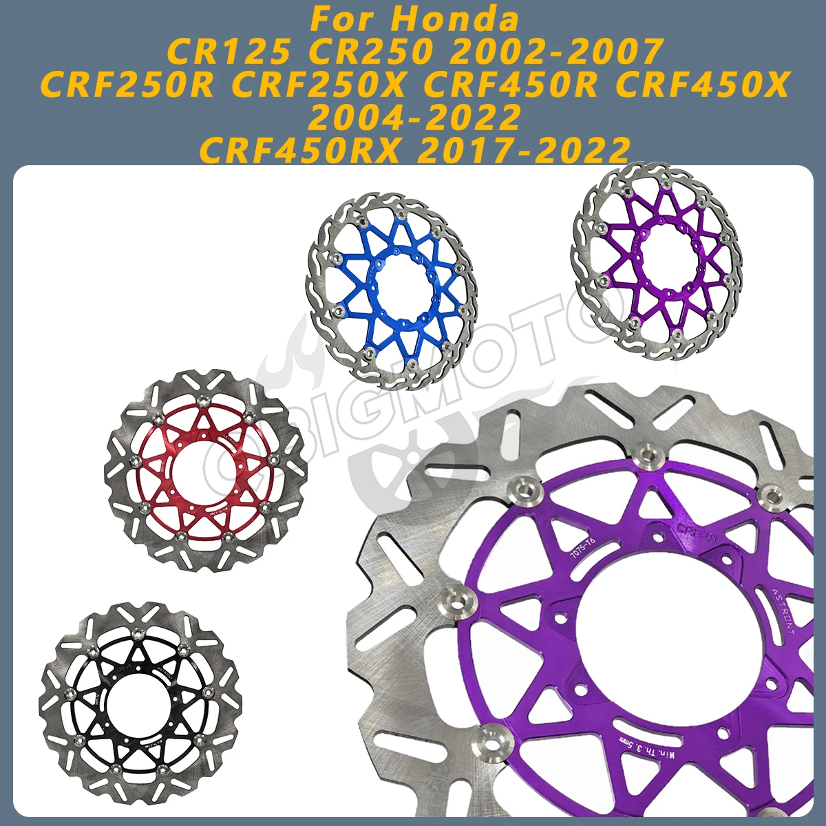 Motorcycle Front Brake Floating Disc Disk For Honda CR125 CR250 CR 125 250 CRF250R CRF450R CRF250X CRF450X CRF450RX 2022-2002