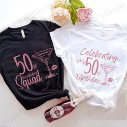 Celebrating My 50th Birthday Party T-Shirt for Women Group Birthday Squad Tees Shirt 50 Years and Fabulous Girls Bday Crew Tops