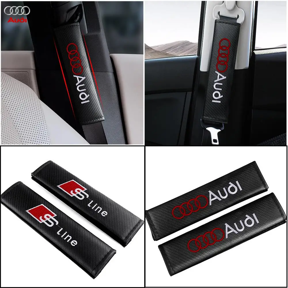 Image of 1/2 Stück Autosicherheitsgurt-Abdeckung Schulterprotektor Polster Zubehör für Audi Sline A3 A4 B8 A5 A1 A2 A6 Q3 Q5 Q7