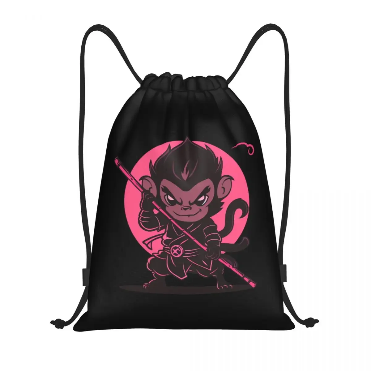 Custom Monkey King Wukong Myth And Folklore Drawstring Backpack Sports Gym Bag For Video Game Lover Gaming Training Sackpack