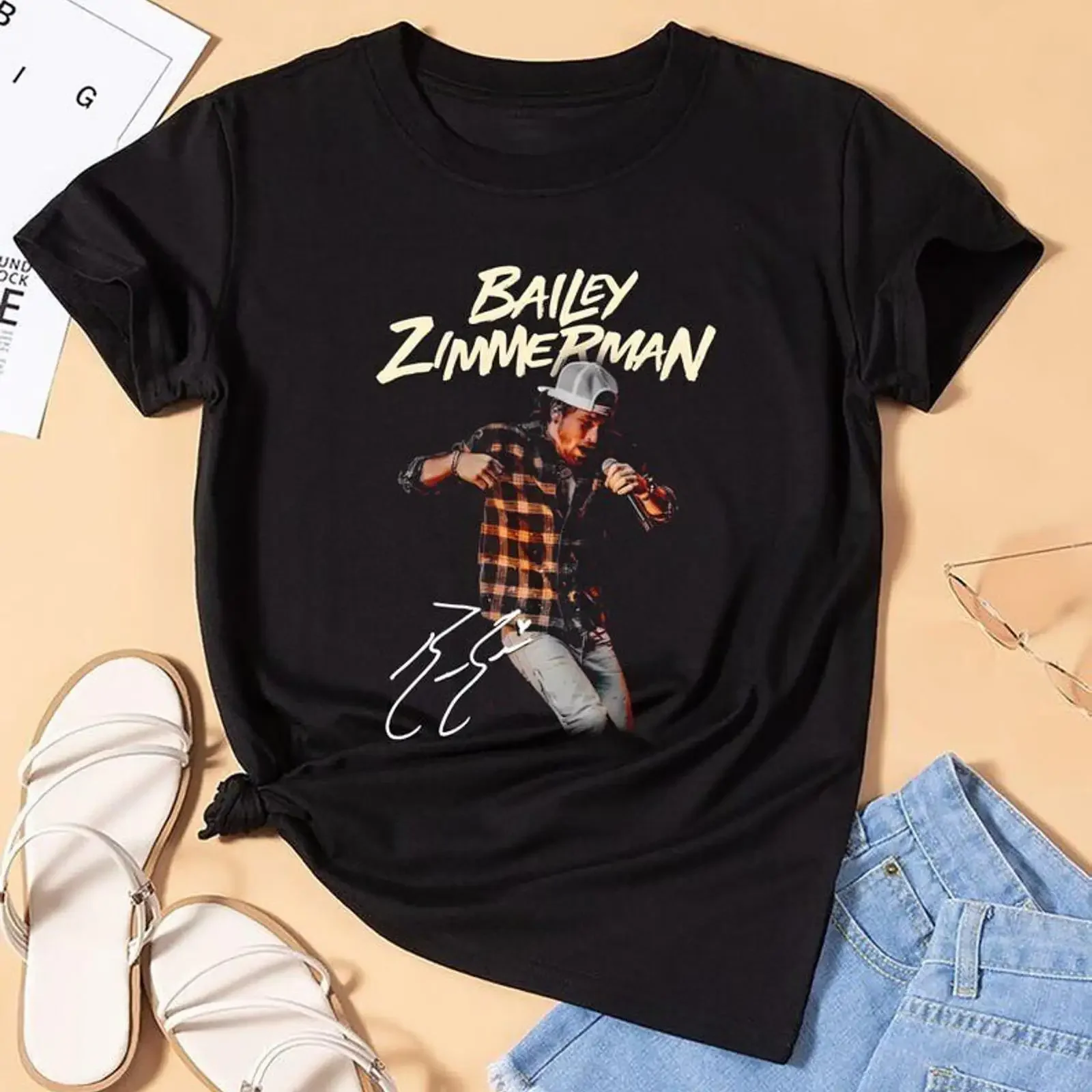 Bailey Zimmerman Signatures T Shirt Tour 2025 vintage Washed Unisex Versatile graphic Casual streetwear Stylish homme Slightly