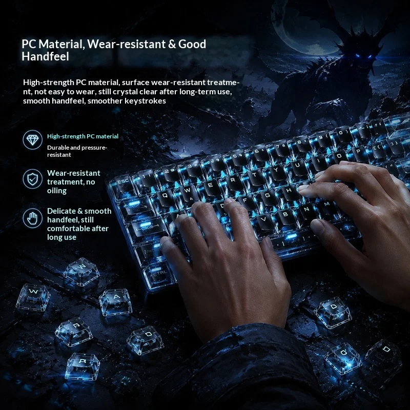Transparent Backlit Keycaps OEM Height PC Material Cross Shaft Mechanical Keyboard Keycaps DIY Black White Mixed Set For Gaming