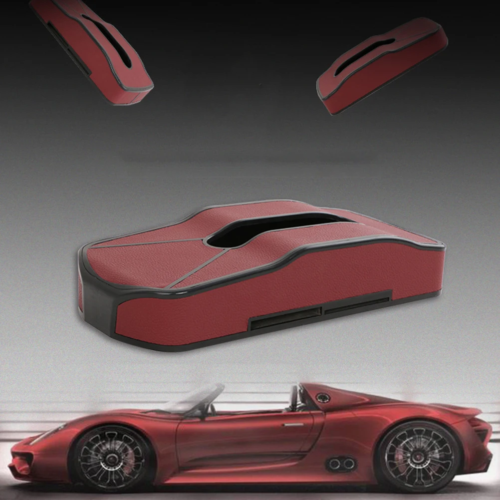 

Creative Car Tissue Box Rectangular Pu Luxury Storage For Home Office Automotive Wine Red Color
