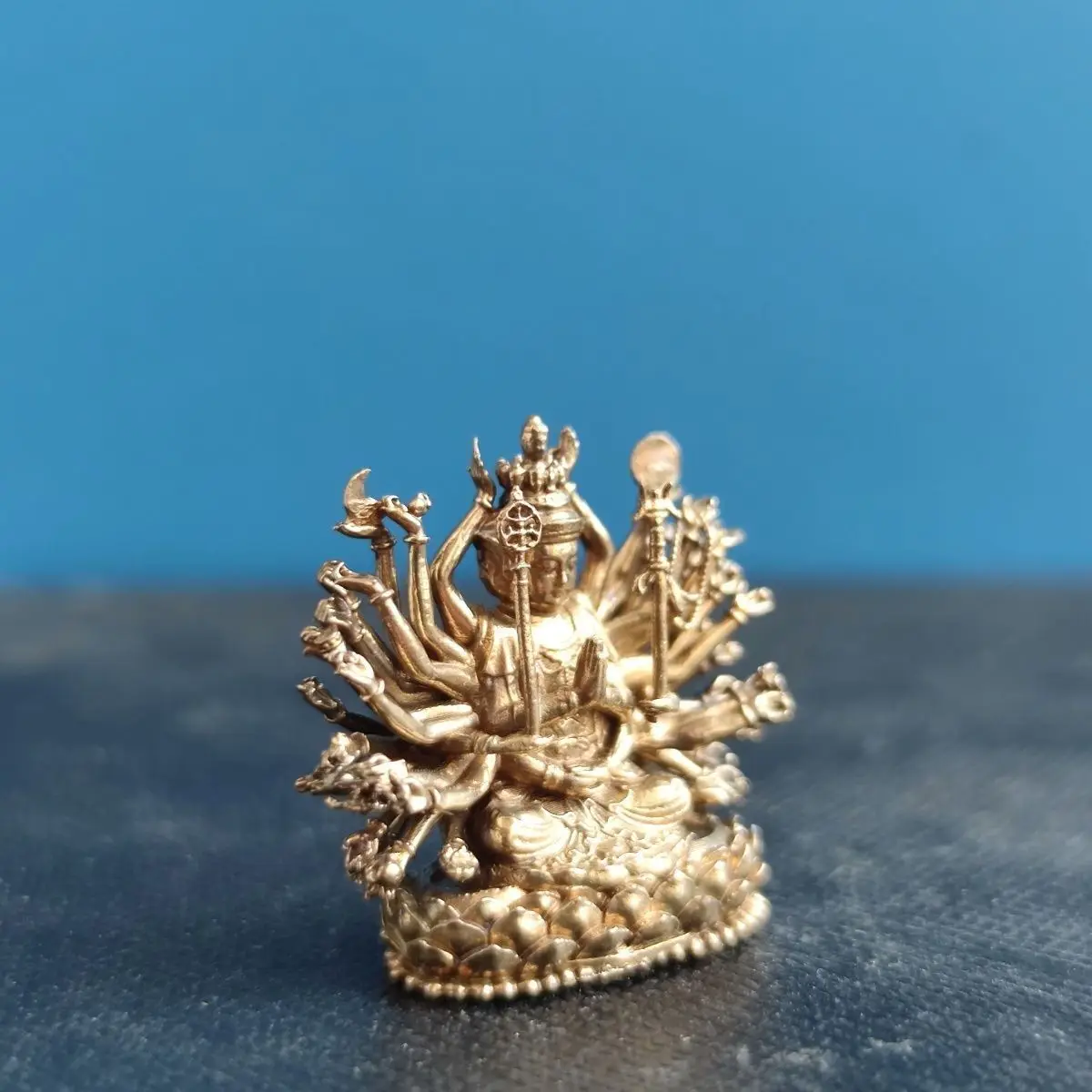 Mini Junti Bodhisattva Ornament Junti Buddha Mother Figure Offering Brass Statue