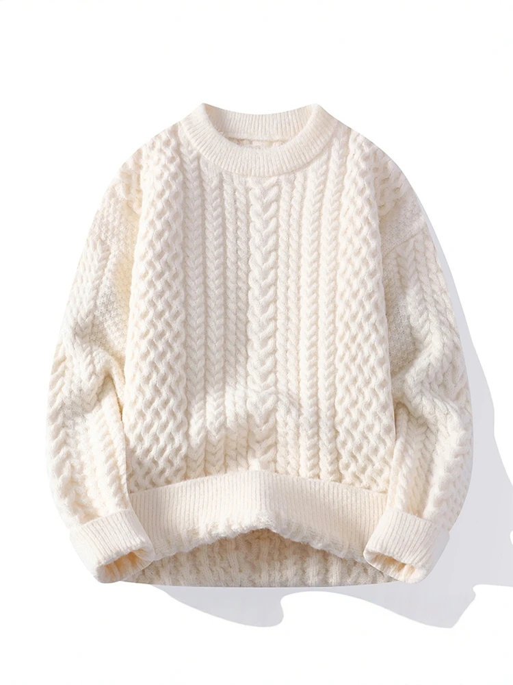 

Red Knitted Sweater Men's Loose Fit Casual Sle Thiened Autumn Winter Faion Couple's Cisas Outerwear Polyester Fiber