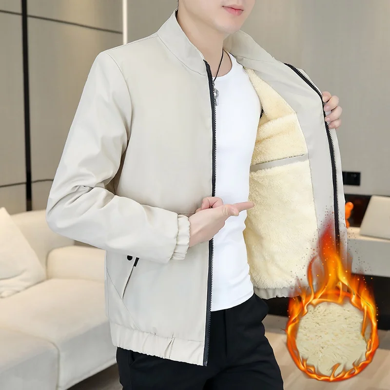 

Мужская зимняя куртка из овечьего вельвета с флисовой подкладкой, утепленная, свободного кроя, повседневная, в бейсбольном стиле, теплая, хлопковая, однотонная, модная, молодежная