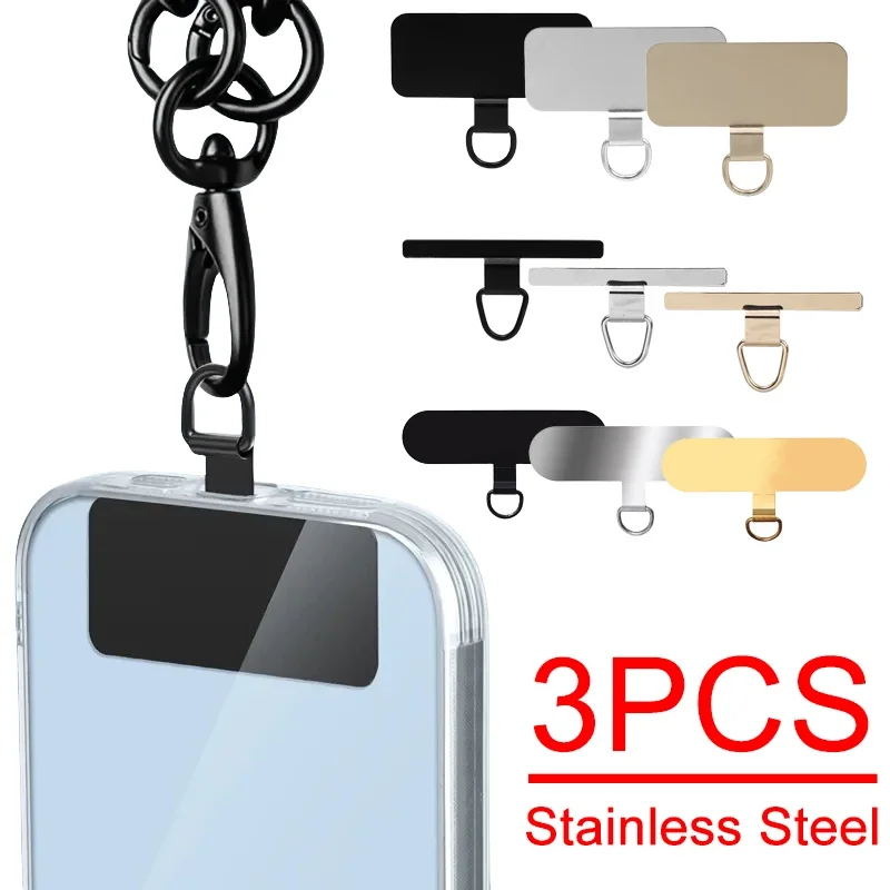 1-3Pcs Stainless Steel Phone Lanyard Patch Clip Ultra Thin Metal Cellphone Hanging Strap Gasket Replacement Part For iPhone MI