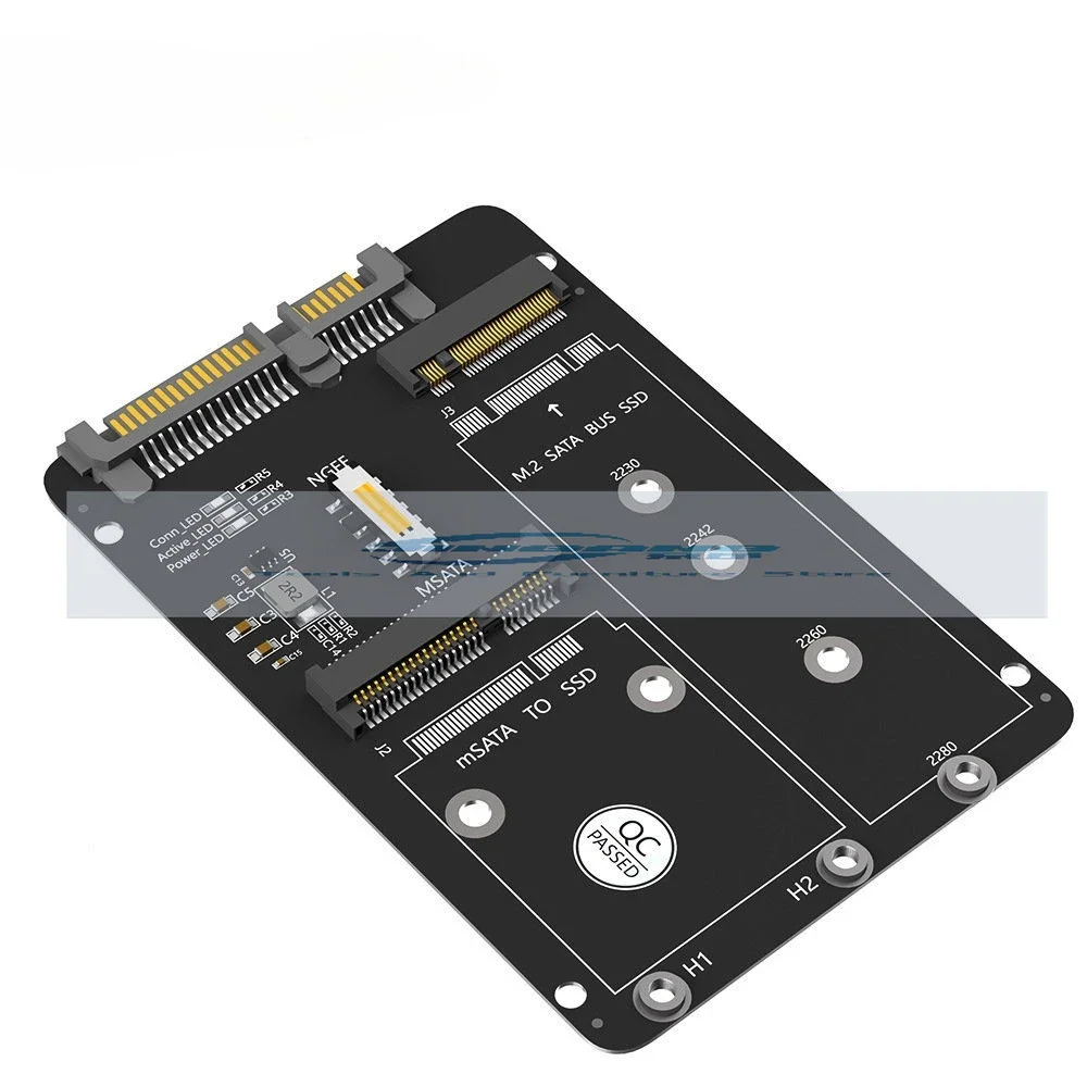 

Scheda adattatore на scatola disco rigido da 2,5 pollici SSD 2 в 1 M.2 NGFF/MSATA a SATA3