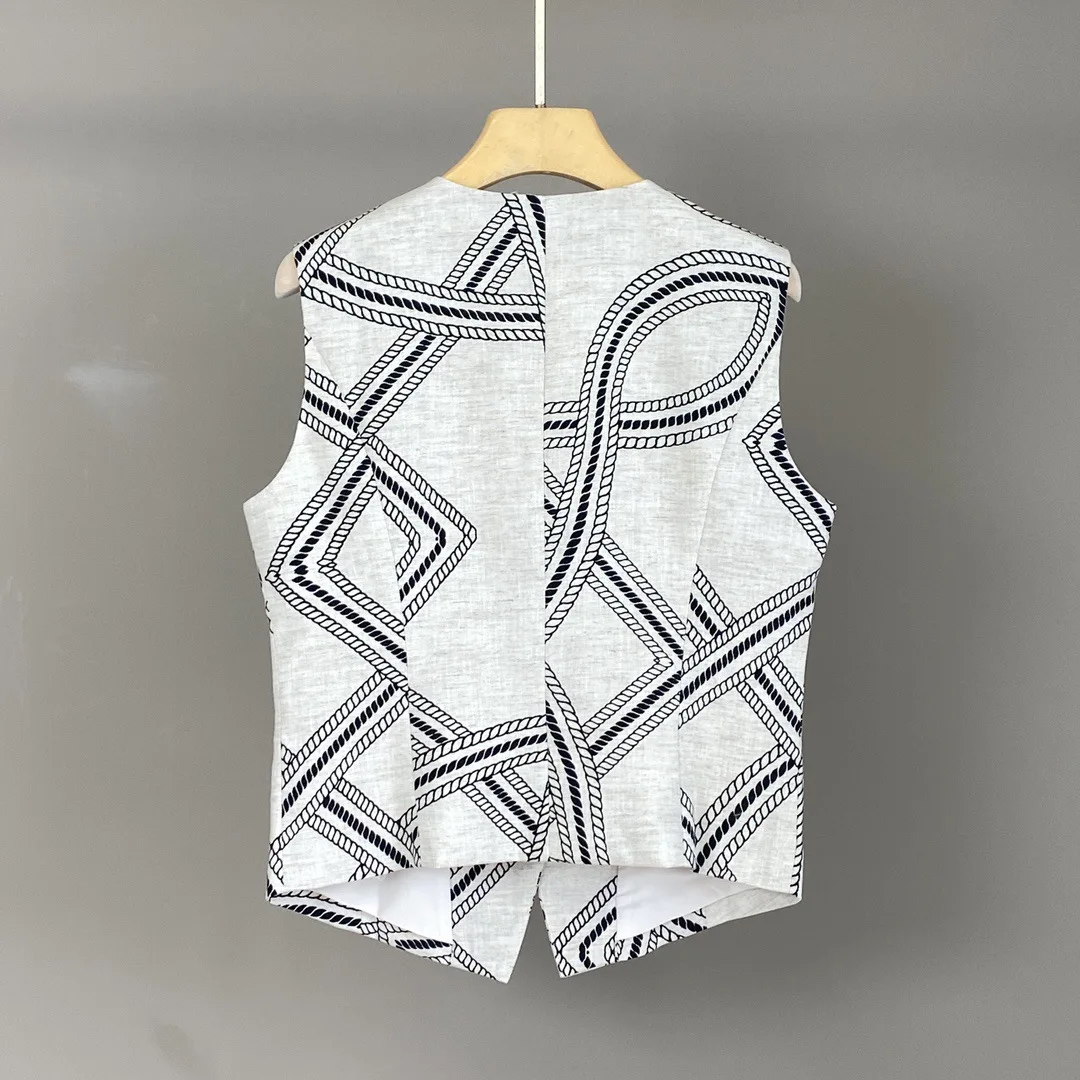 

2025 Summer New Resort Style Printed V-Neck Fashion Versatile Tops Vests