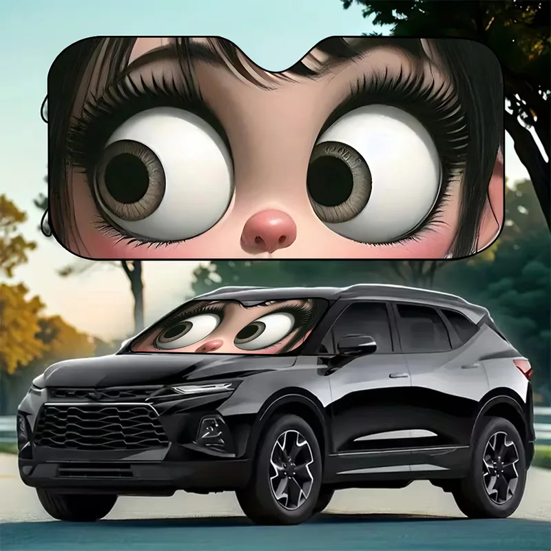 1Pcs Playful Cartoon Big Eyes Windshield Sun Shade, Playful Design, Easy Installation