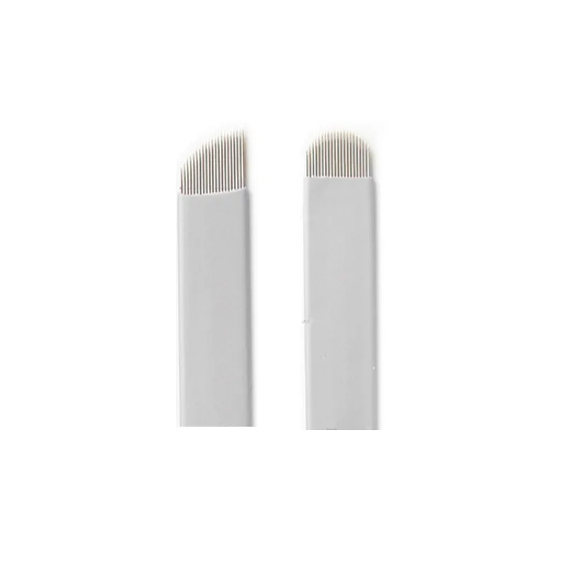 

500Pcs 0.2mm White 7 9 12 14 16 18 21 Pin U Shape Tattoo Needles Permanent Makeup Eyebrow Blade For 3D Microblading Manual Pen