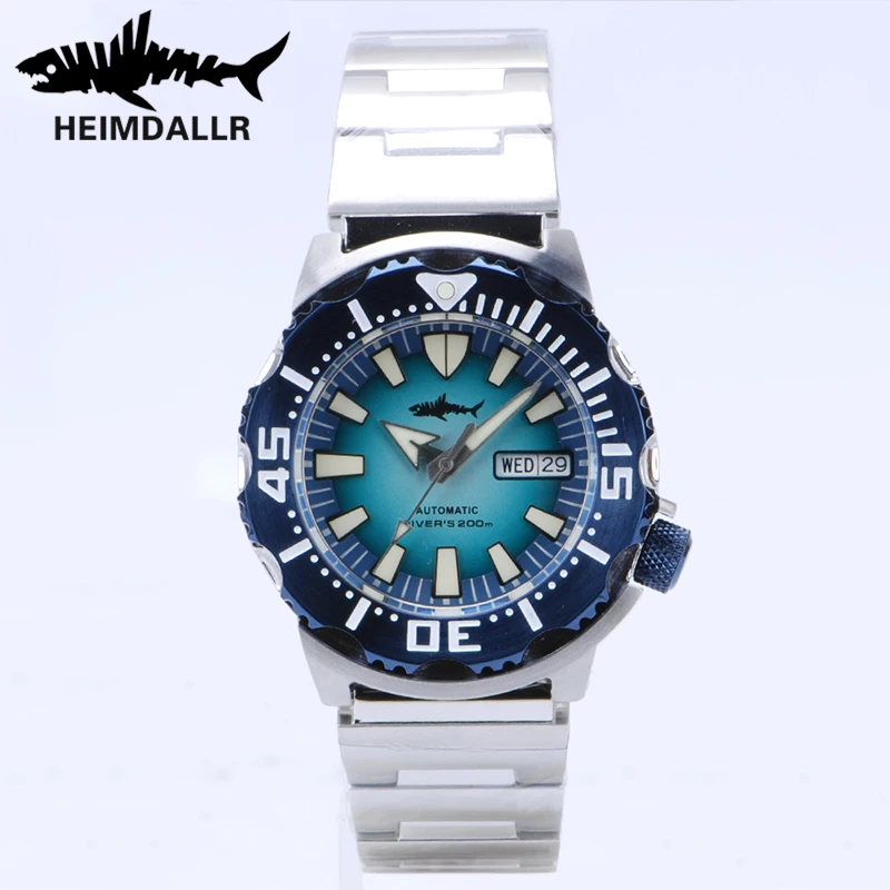 HEIMDALLR Monster V2 Frost Automatic Watch Men NH36A Men\'s Mechanical Sapphire Glass 62mas Black PVD Luminous Diving Watch 200M