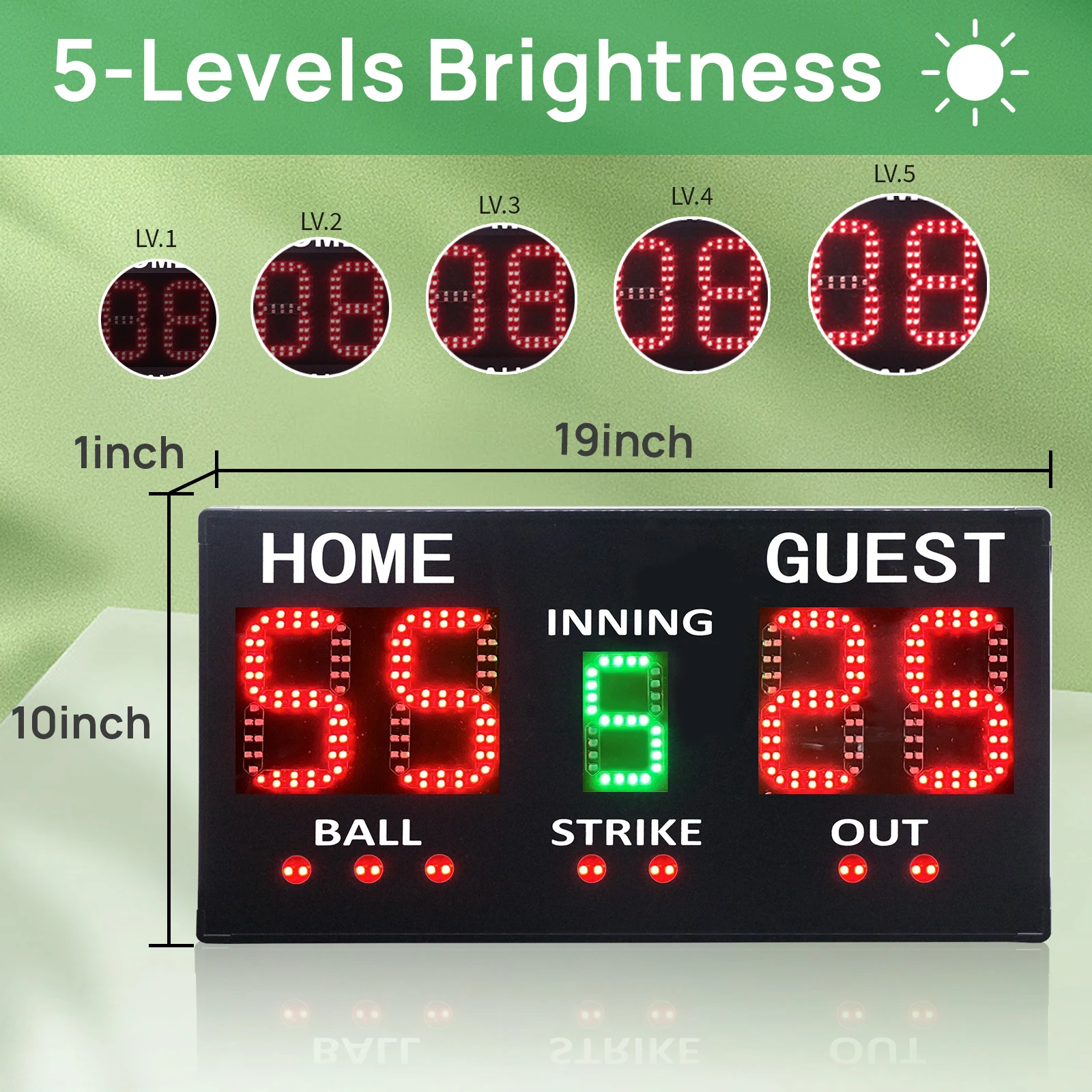 GANXIN Multifunctional Remote Control Outdoor Sports LED Display Electronic Digital Baseball Scoreboard