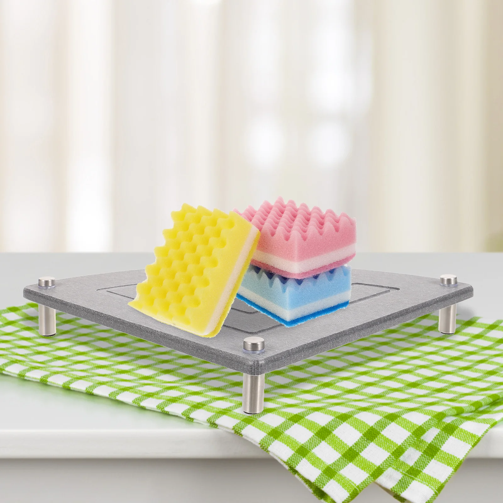 

1pcs Sink Drying Rack Corner Kitchen Bathroom Storage Shelf Sponge Holder Smooth Rustproof Countertop Organizer