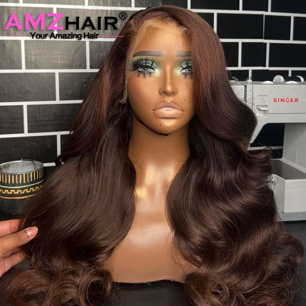 13X4 13x6 Chocolate Brown Body Wave Lace Front Human Hair Wigs Brown Colored 360 Hd Full Lace Wig Brazilian 4x4 Lace Closure Wig