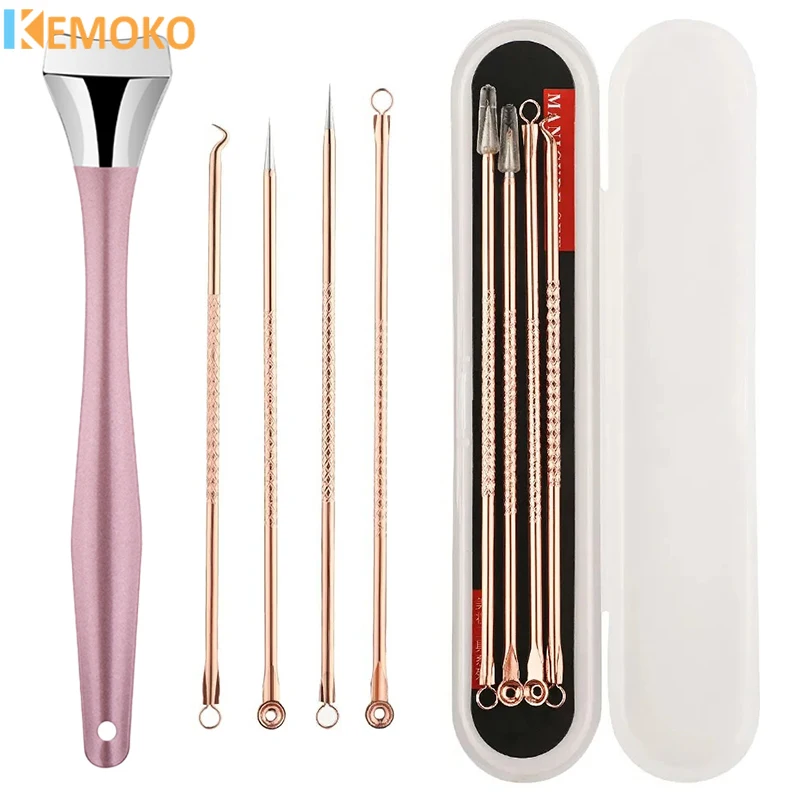 

Blackhead Remover Kit Stainless Steel Whitehead Blemish Acne Extraction Tools Professional Pimple Popper Set for Nose and Face