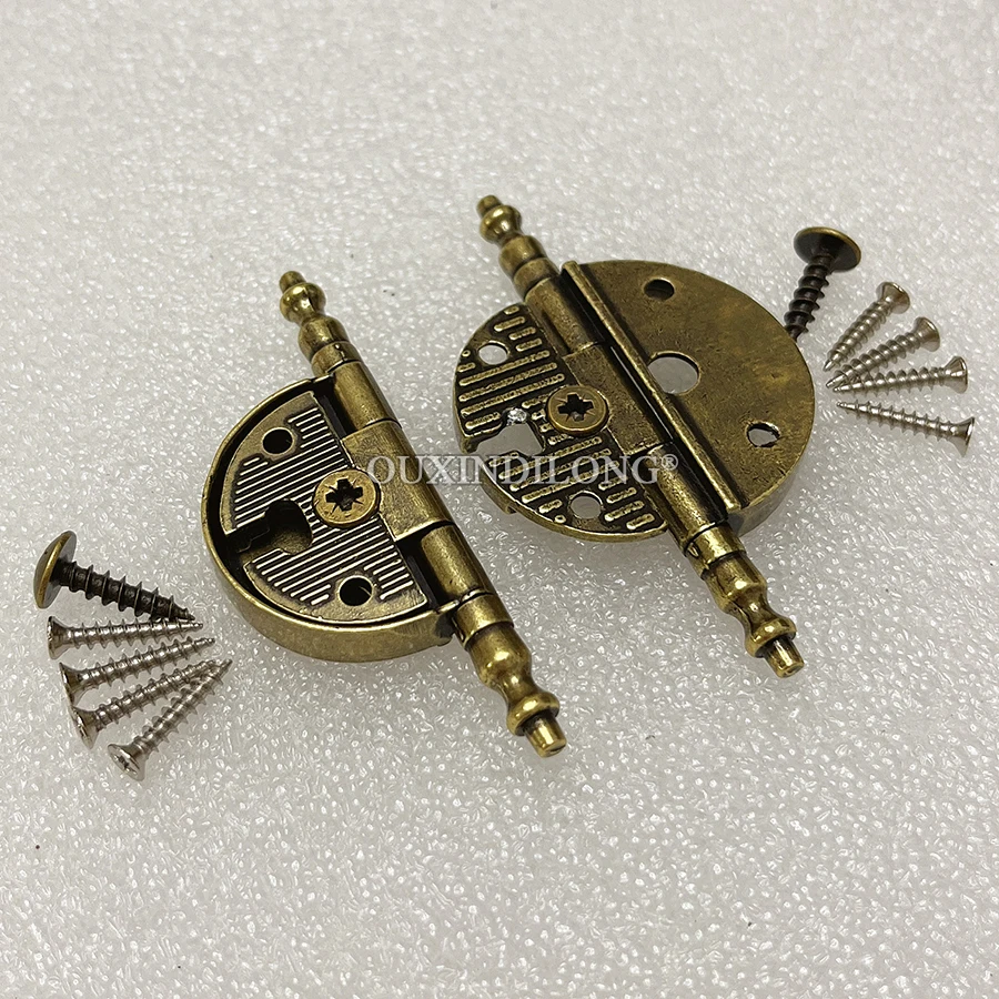 Antique 4PCS Zinc Alloy Furniture Hinges Cupboard Kitchen Closet Bookcase Dresser Cabinet Door Hinges + Screws