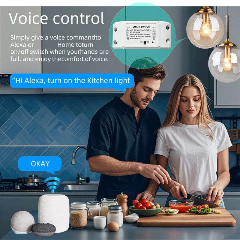 GROCE-Wifi+433Mhz Switch Smart Home Automation Relay Module Wireless Remote Control Switch Supports APP Voice Control