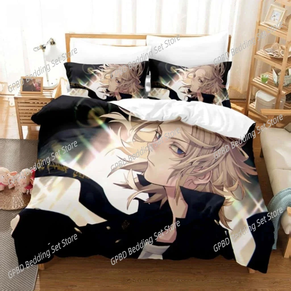 

Fashion Tokyo Revengers Comfortable Duvet Quilt Cover Pillowcase Bedding Set Children Bedroom Decoration Home Textile