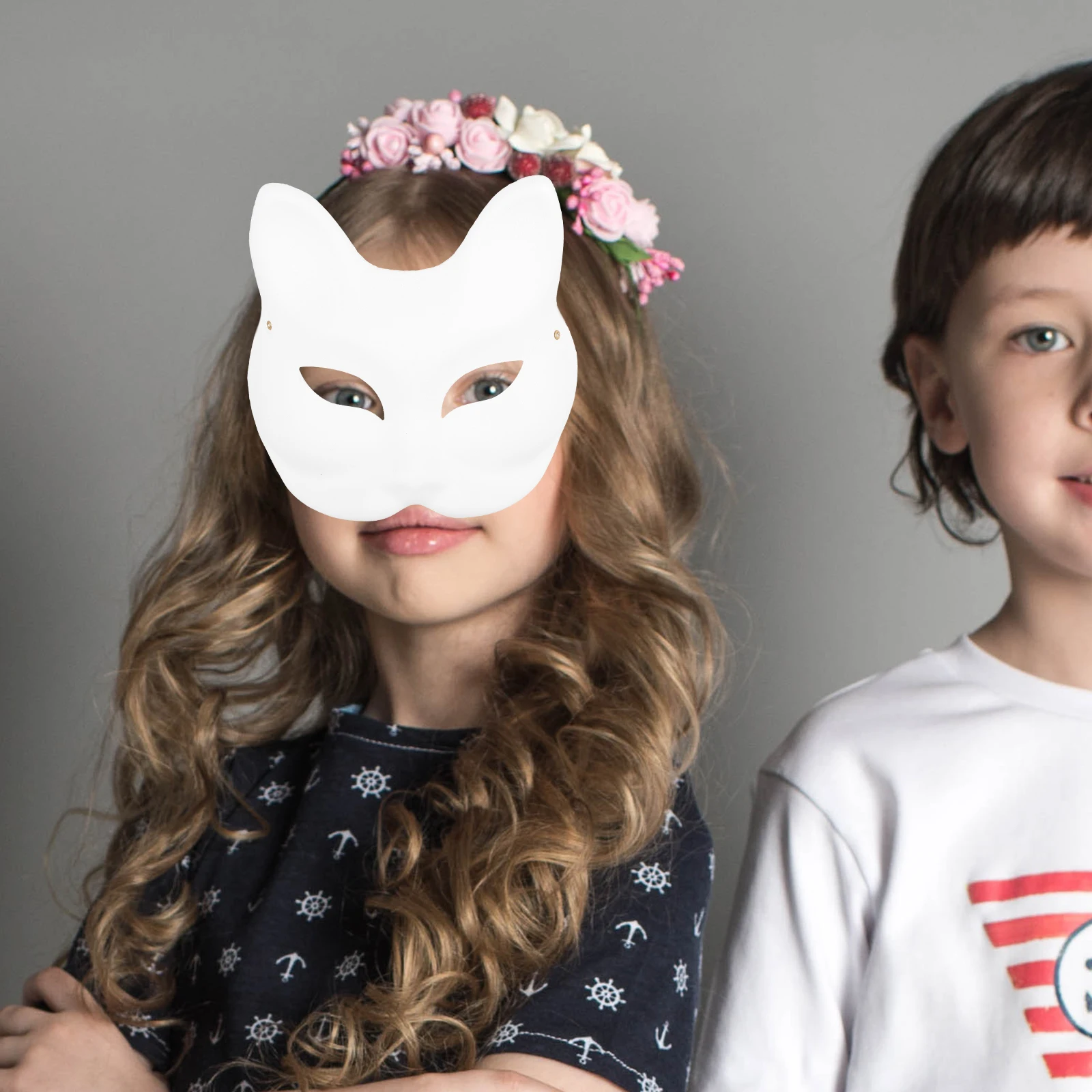 10 Uds. Máscaras de pulpa de zorro para mascarada de Halloween máscara de bola Diy máscara de zorro mujeres DIY sin pintar japonés