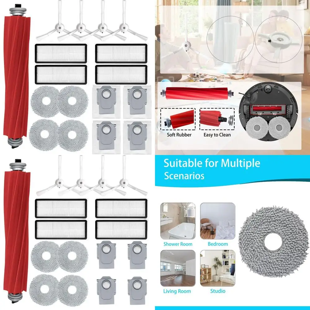 

Roborock Qrevo S/Maxv/Plus Cleaning Kit: 17 Parts, Main Brush, Side Brushes, Mop Pads, Dust Bags, HEPA Filters