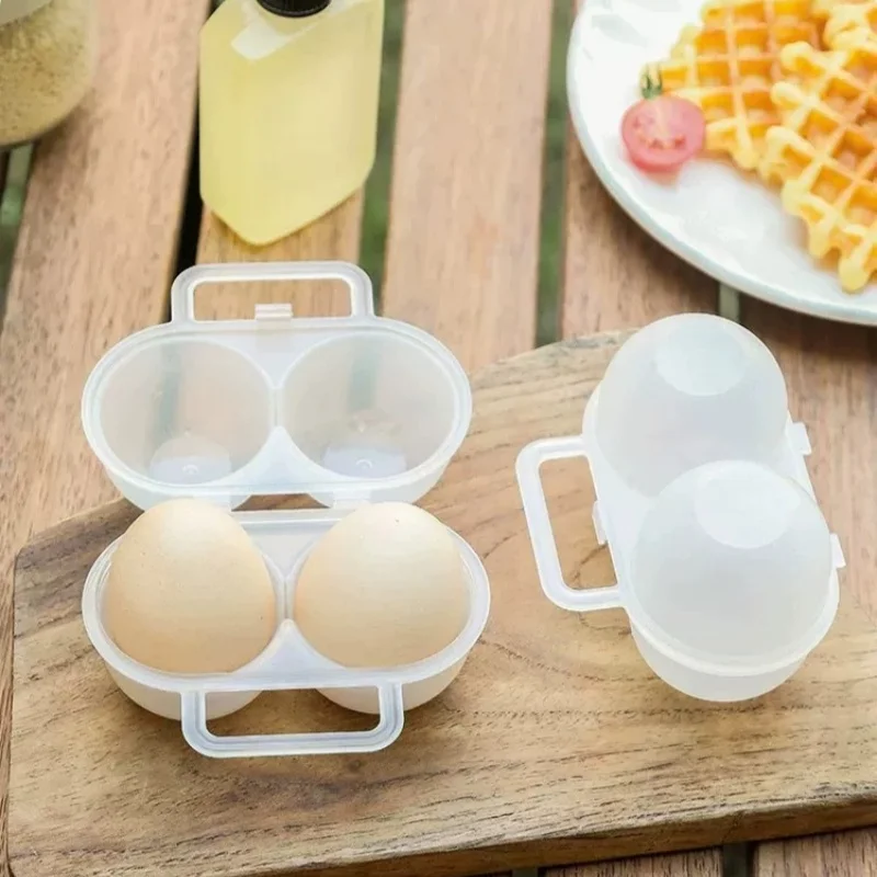 Two Compartment Outdoor Portable Egg Box Shockproof Drop Resistant Transparent Egg Holder Anti Crushing Picnic Camping Egg-Box