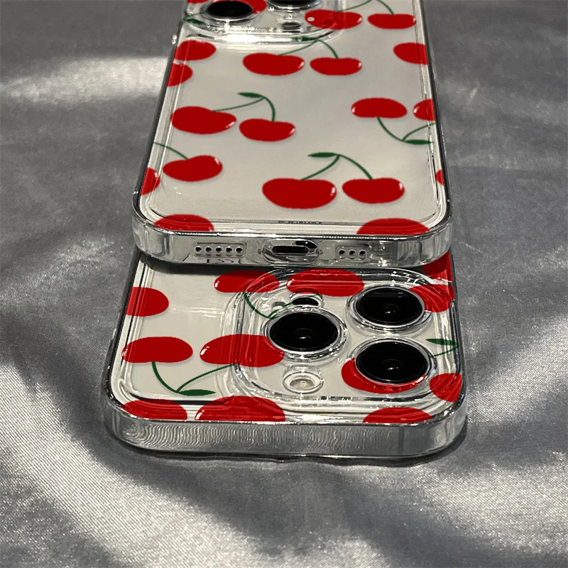 Cute Red Cherry Phone Case For iPhone 13 15 11 12 14 16 Pro Max 7 8 Plus XR XS Max X SE 2020 Shockproof Clear Cover Soft Funda image 6