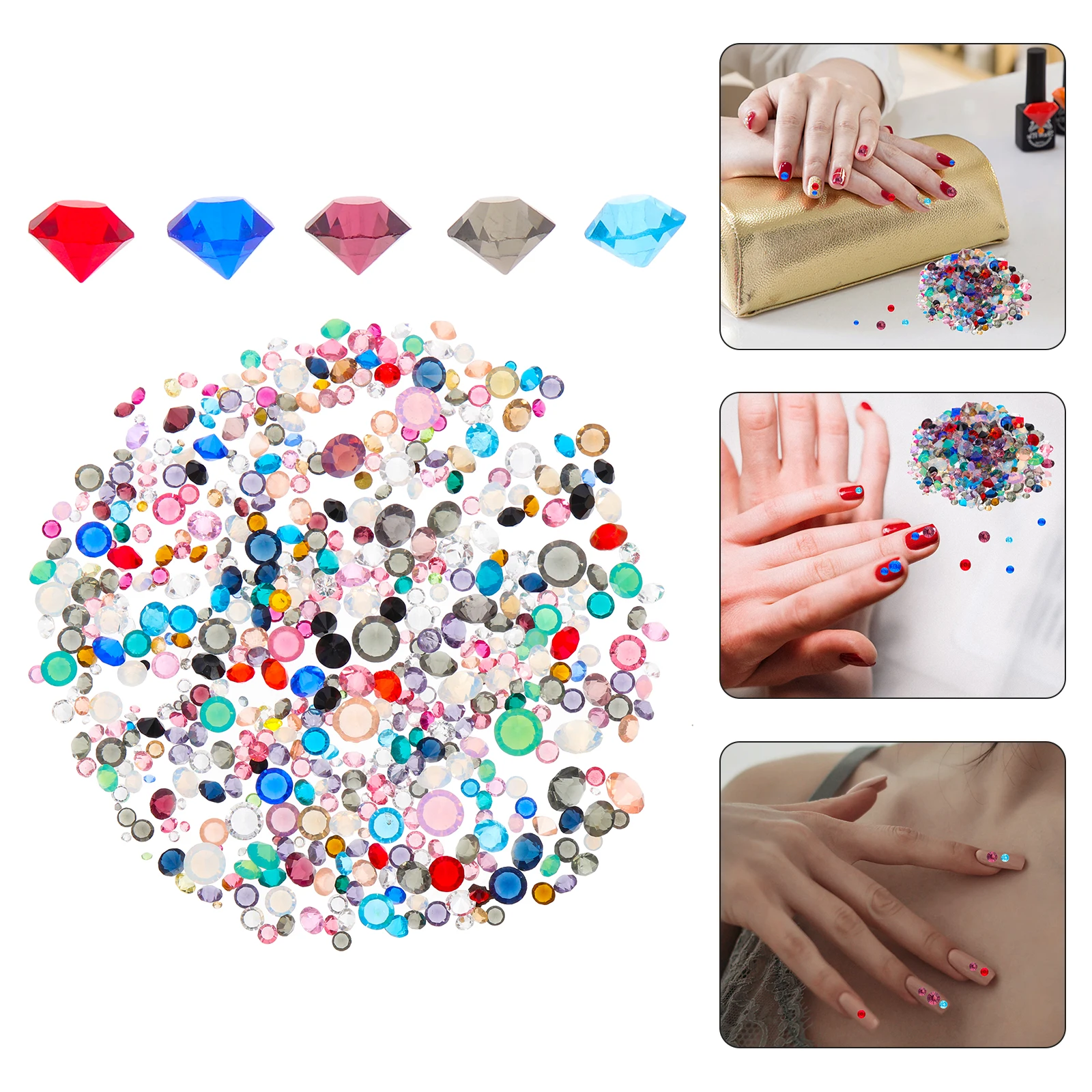 

1 Bag Mixed Color Rhinestone Nail Charms Diamond Shape Nail Art Decorations Shiny Lightweight For Manicure Diy Fingernail