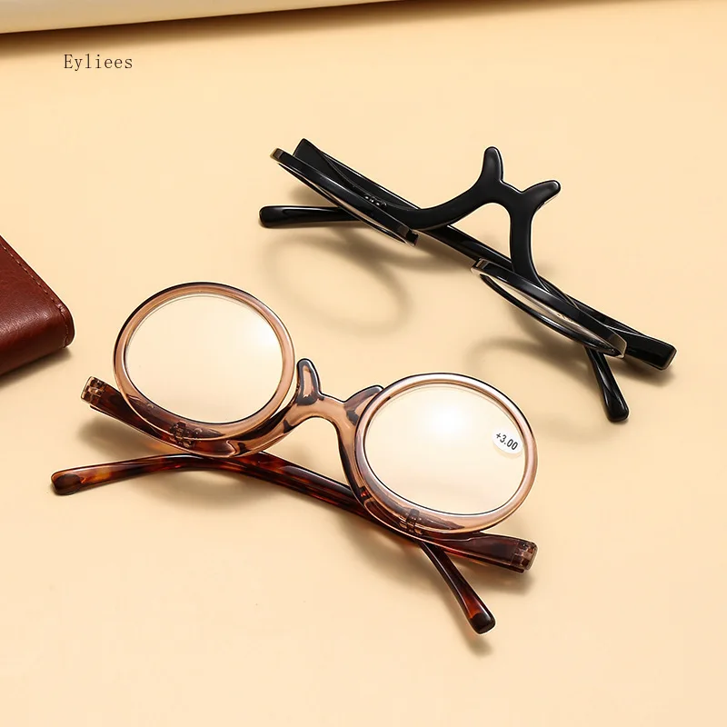 2024 Vintage Flip Cover Reading Glasses Women Men Fashion Makeup Personality Presbyopia Eyeglasses Flip Down Lens +1.5 +2.0