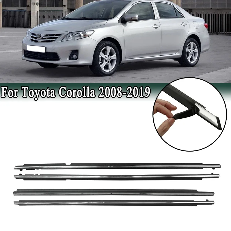 

For Toyota Corolla 2008-2019 Front Rear Window Weatherstrip Chrome Black Sealing Weather Stripers Side Door Glass Trim Seal Belt